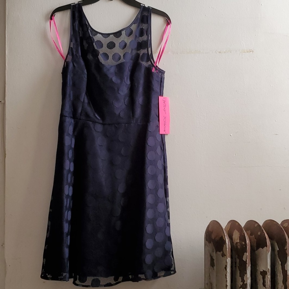 Betsy Johnson Navy Polka Dot Dress BRAND NEW
